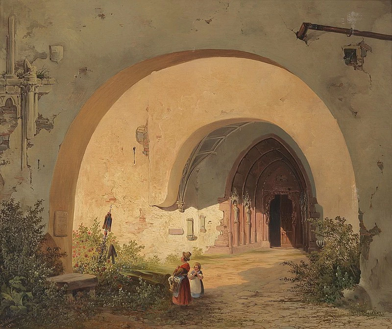 Adorazione davanti al portale dell'Abbazia di Nonnberg a Salisburgo - Altamann Anton